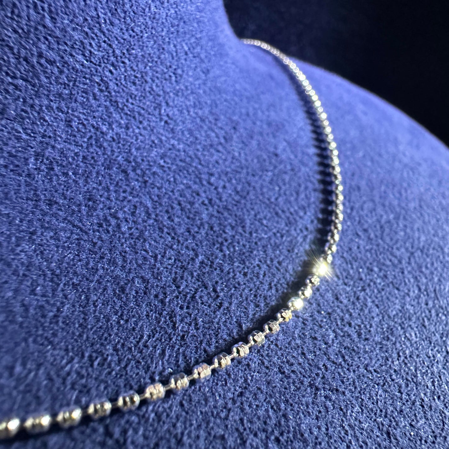 999 Pure Silver Beaded Chain With Adjustable Heart End & Ball Stopper 45cm | DXAGCH2601008