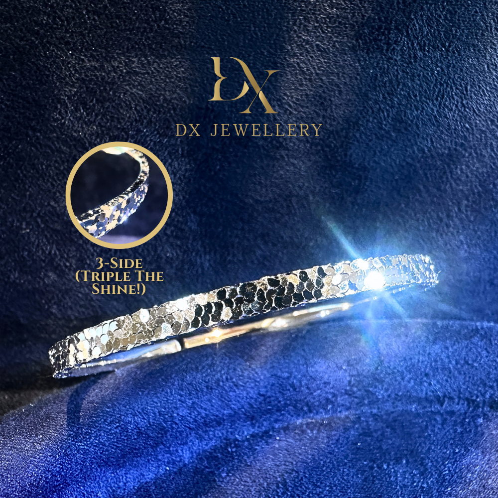 999 Pure Silver Crushed Ice Bangle 3.9mm  | DXAGBB2508021