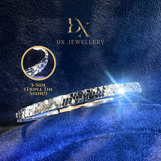 999 Pure Silver Crushed Ice Bangle 3.9mm  | DXAGBB2508021