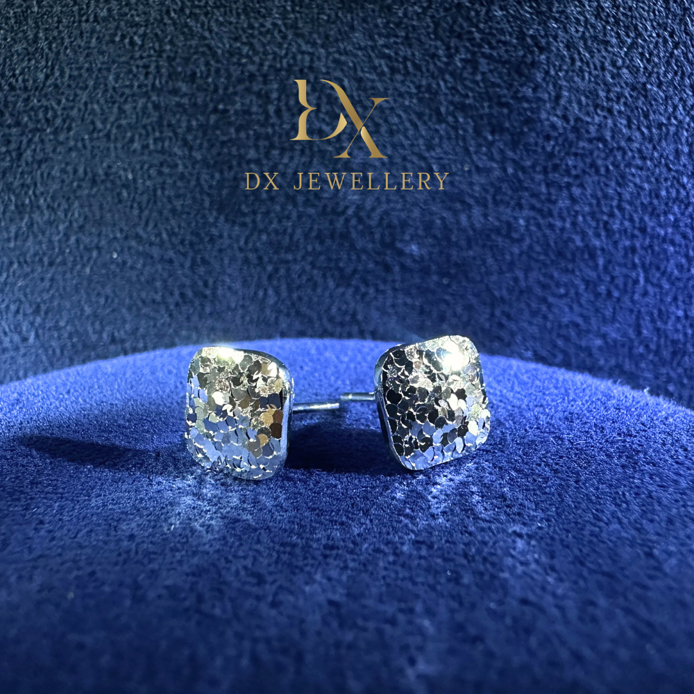 999 Pure Silver Simply Square Crushed Eyes Earring Earstuds | DXAGER2511004