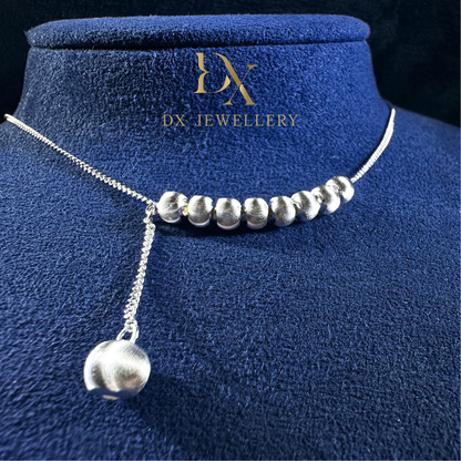 999 Pure Silver 8 Plus 1 Cat Eye Ball Necklace | DXAGNK2602034
