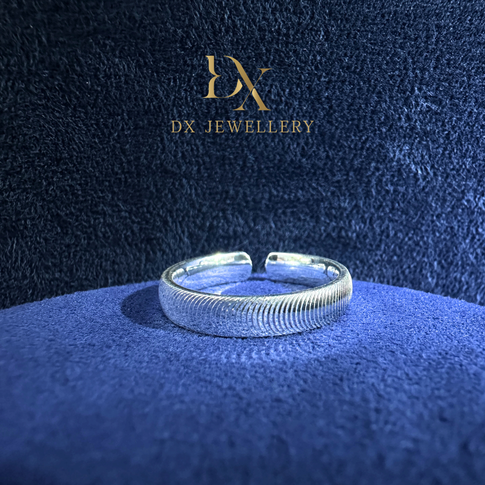 999 Pure Silver Full Cat Eye Ring Open-End Adjustable | DXAGRG2603024