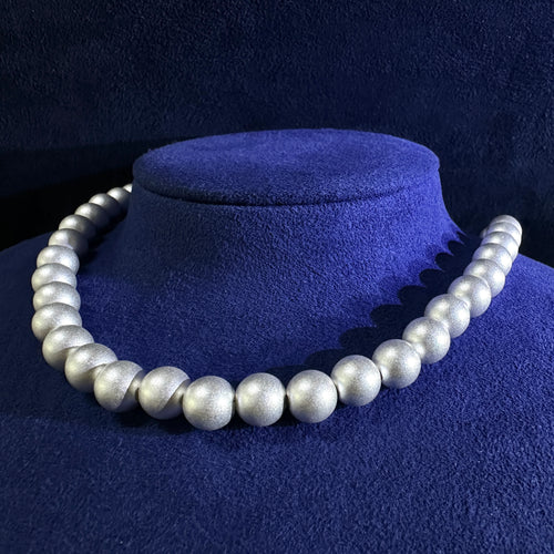 999 Pure Silver The Sublime 8mm Gufa Matte Full Beaded Necklace | DXAGNK2602018