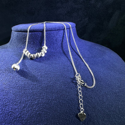 999 Pure Silver 8 Plus 1 Cat Eye Ball Necklace | DXAGNK2602034