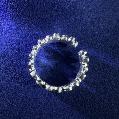 999 Pure Silver Full Blossom Flower Miao Jin Hua Ring Open Adjustable | DXAGRG2603002