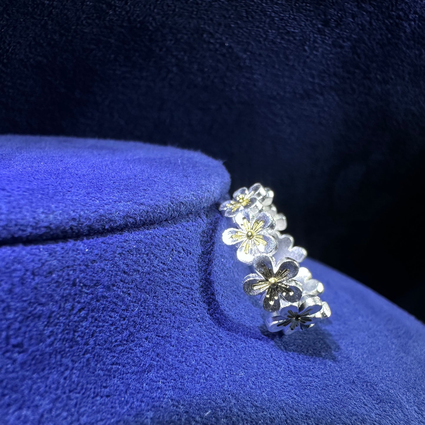 999 Pure Silver Full Blossom Flower Miao Jin Hua Ring Open Adjustable | DXAGRG2603002