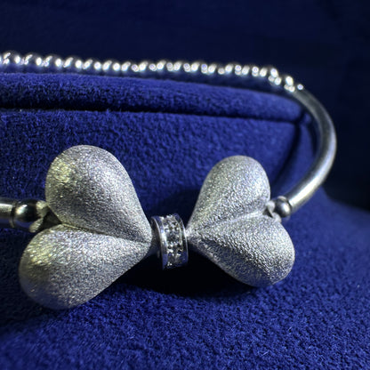 999 Pure Silver PiTao Ribbon A-B Beaded Stretchable Bracelet | DXAGBB2603008