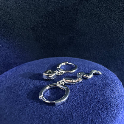 S925 The Viridian Snake Clip & Close Dangling Earring | DXAGER2603015