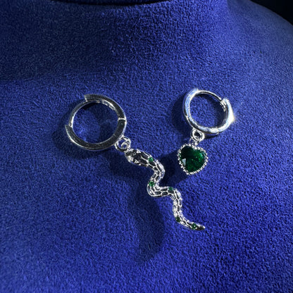 S925 The Viridian Snake Clip & Close Dangling Earring | DXAGER2603015