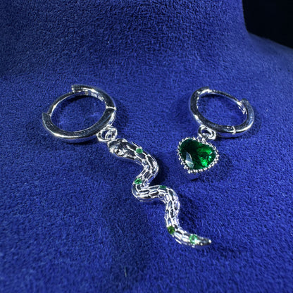 S925 The Viridian Snake Clip & Close Dangling Earring | DXAGER2603015