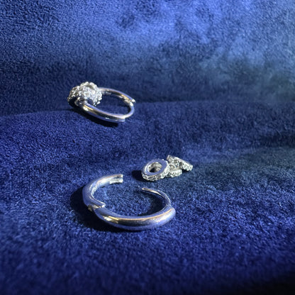 990 Silver - Rings of Zircons On The Hoop Earrings | DXAGER2605101