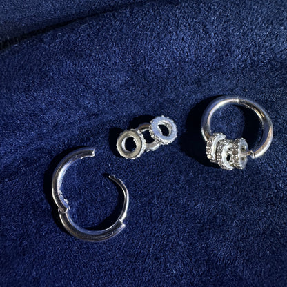 990 Silver - Rings of Zircons On The Hoop Earrings | DXAGER2605101