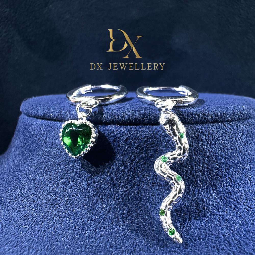S925 The Viridian Snake Clip & Close Dangling Earring | DXAGER2603015