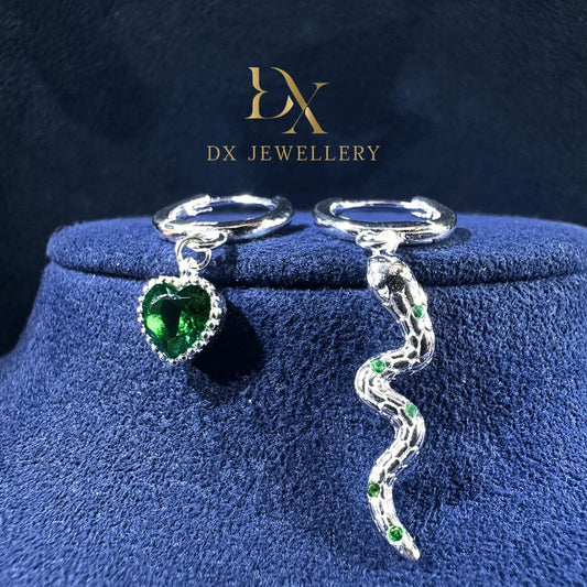 S925 The Viridian Snake Clip & Close Dangling Earring | DXAGER2603015