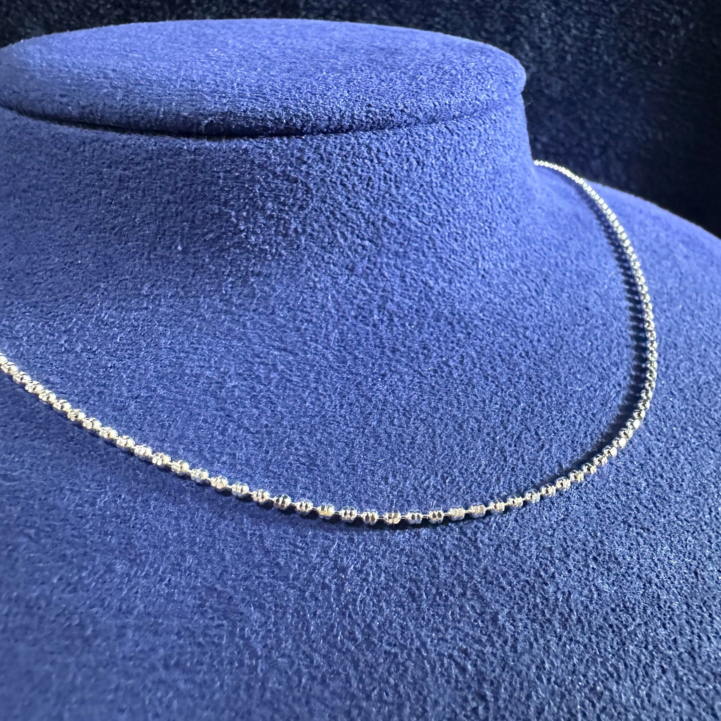 999 Pure Silver Beaded Chain With Adjustable Heart End & Ball Stopper 45cm | DXAGCH2601008