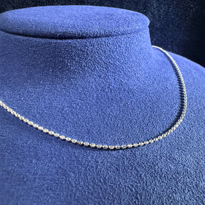 999 Pure Silver Beaded Chain With Adjustable Heart End & Ball Stopper 45cm | DXAGCH2601008